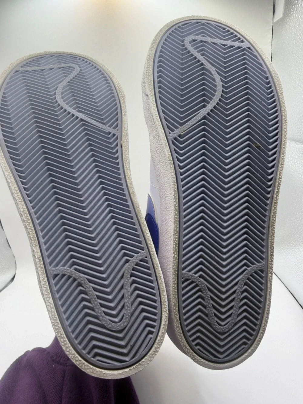 Nike Kids High-Top Sneakers in White and Purple Accents